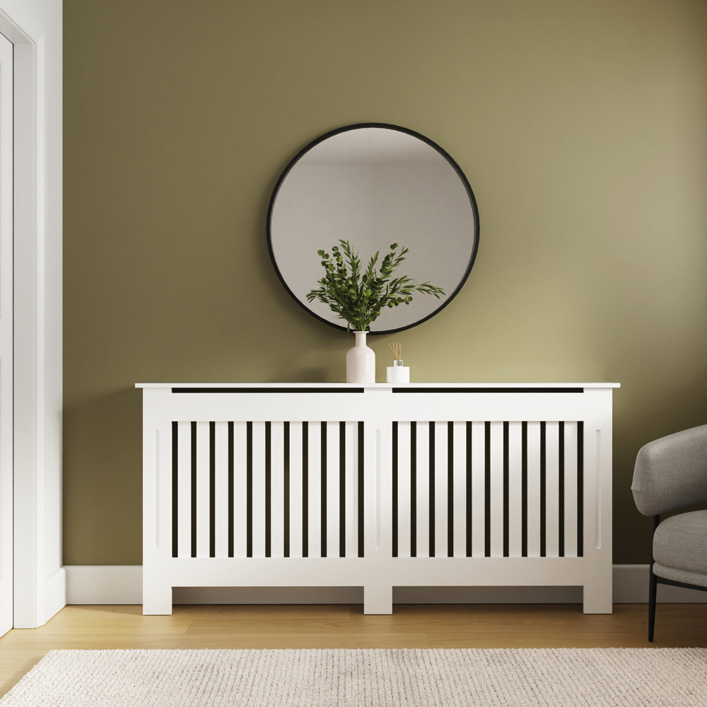GFW Harrison White Open Slat Radiator Cover XL Image 2