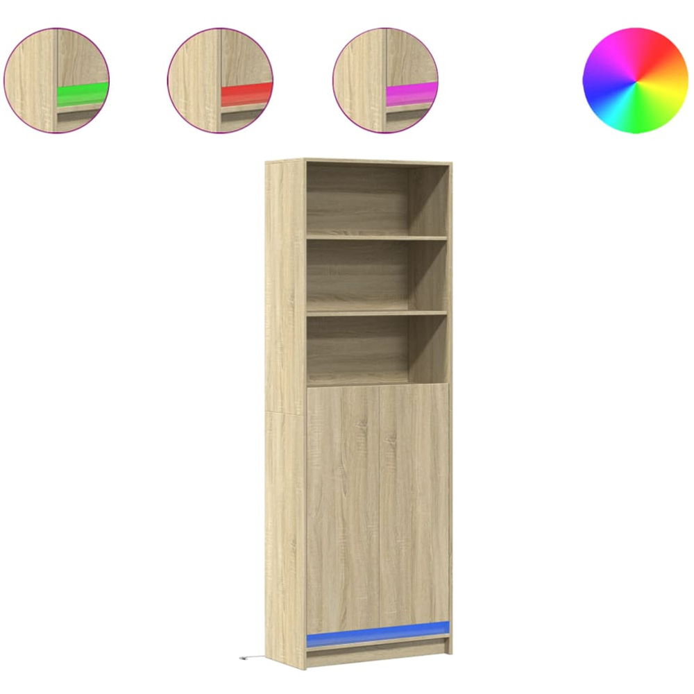 vidaXL 2 Door 3 Shelf Sonoma Oak Highboard with LED Lights Image 7