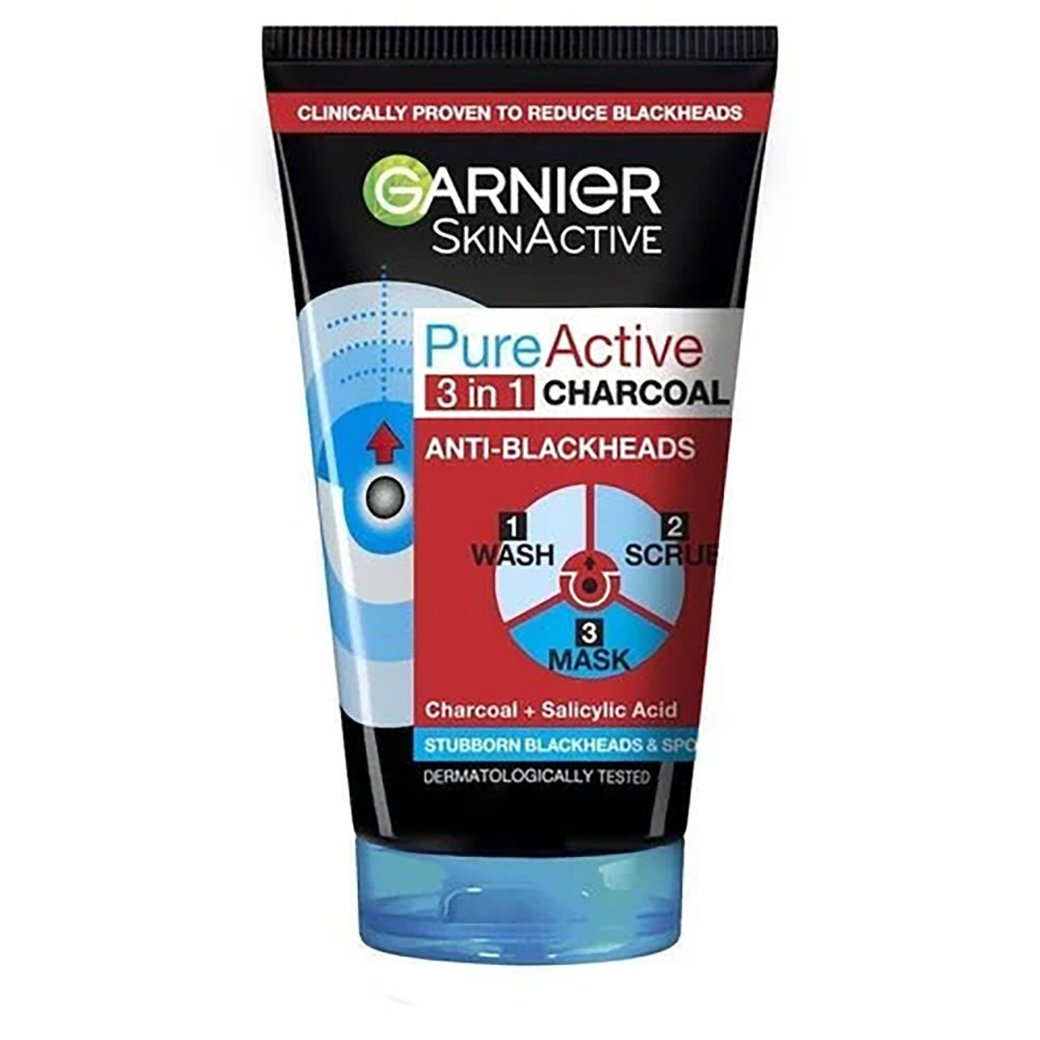 Garnier PureActive 3-in-1 Charcoal Cleanser - Black Image
