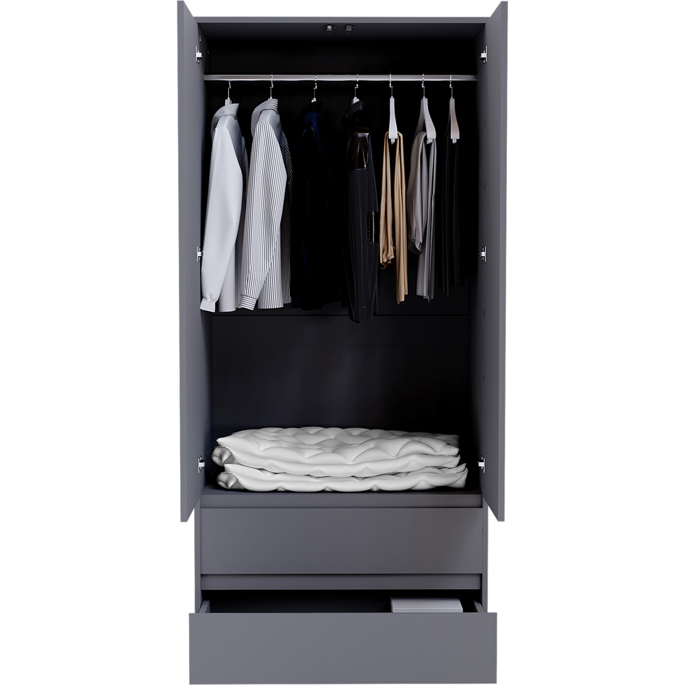 Vida Designs Denver 2 Door 2 Drawer Grey Wardrobe Image 4