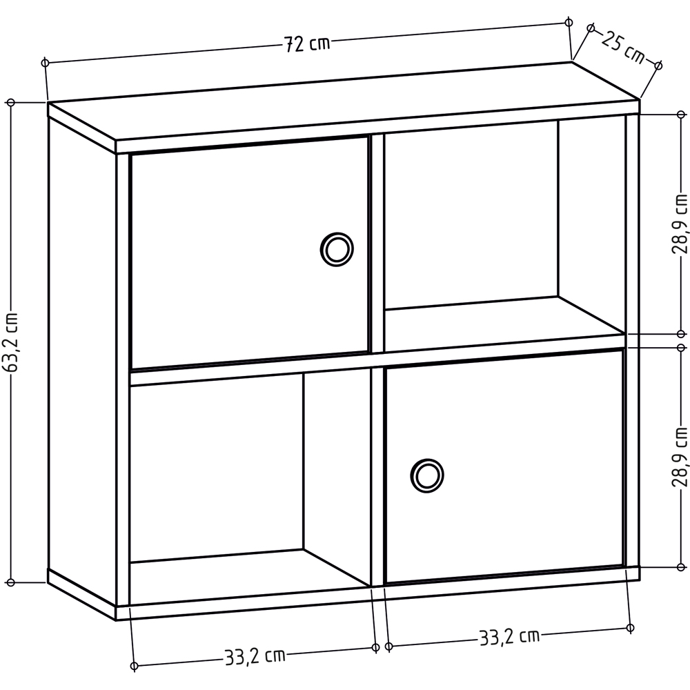 Decorotika Tuttle 2 Door 2 Open Shelf Anthracite and White Bookcase Image 5
