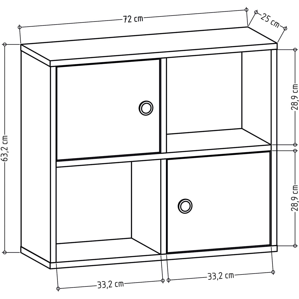 Decorotika Tuttle 2 Door 2 Open Shelf Oak Bookcase Image 5