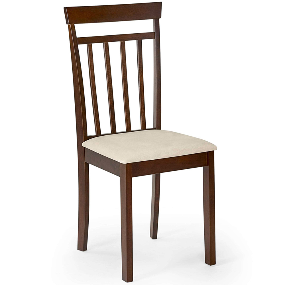 Julian Bowen Coast Set of 2 Walnut Effect Ivory Faux Suede Slatted Back Dining Chair Image 3