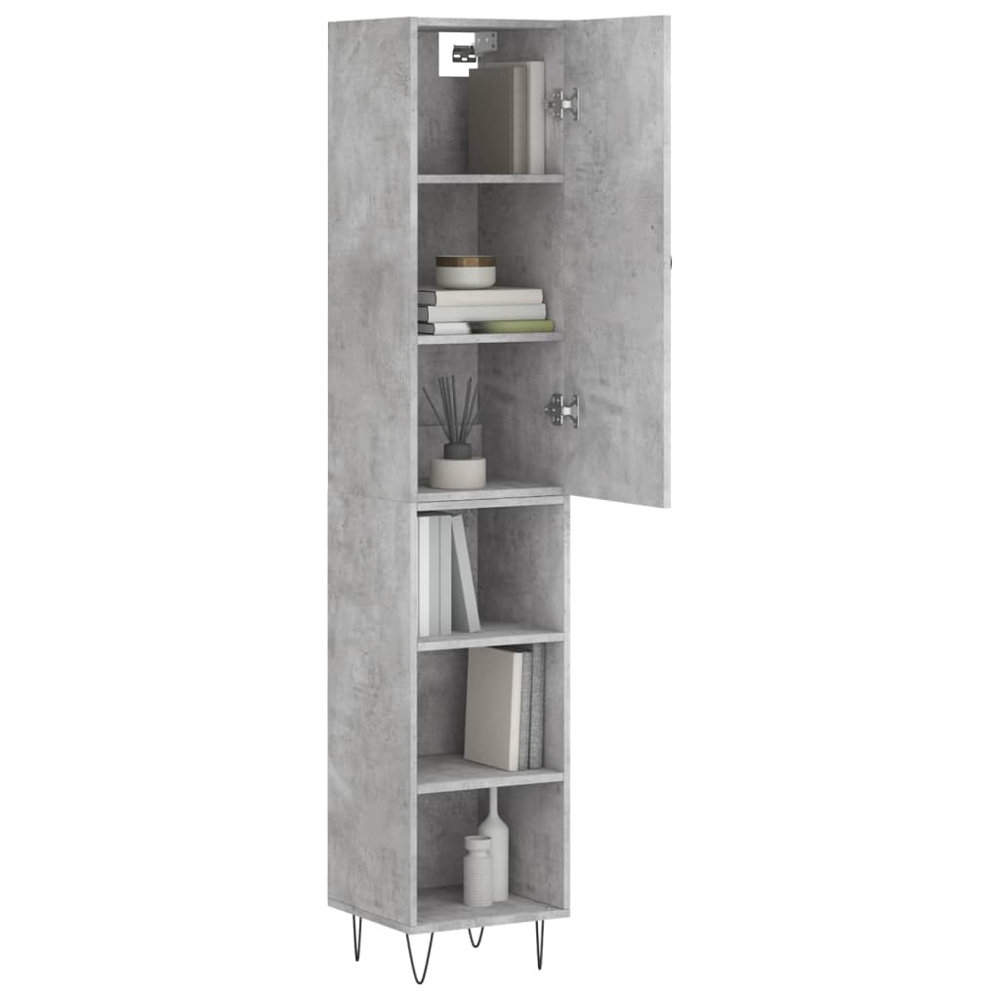 vidaXL Single Door 3 Shelf Concrete Grey Highboard Image 3