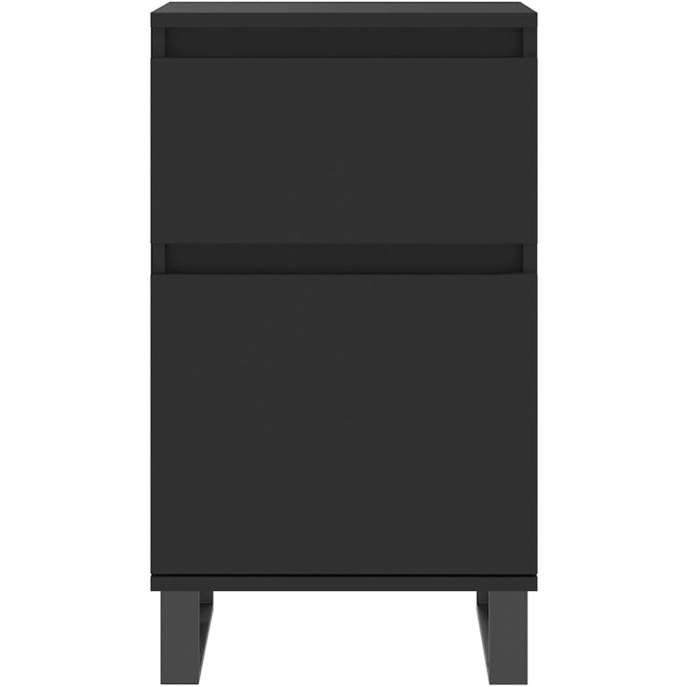 vidaXL Single Door Single Drawer Black Wooden Sideboard Set of 2 Image 6