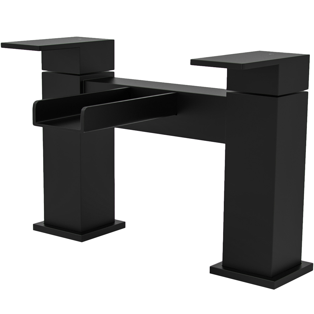 Senlesen Waterfall Bathroom Sink Faucet - Matte Black Single Handle Deck Mount