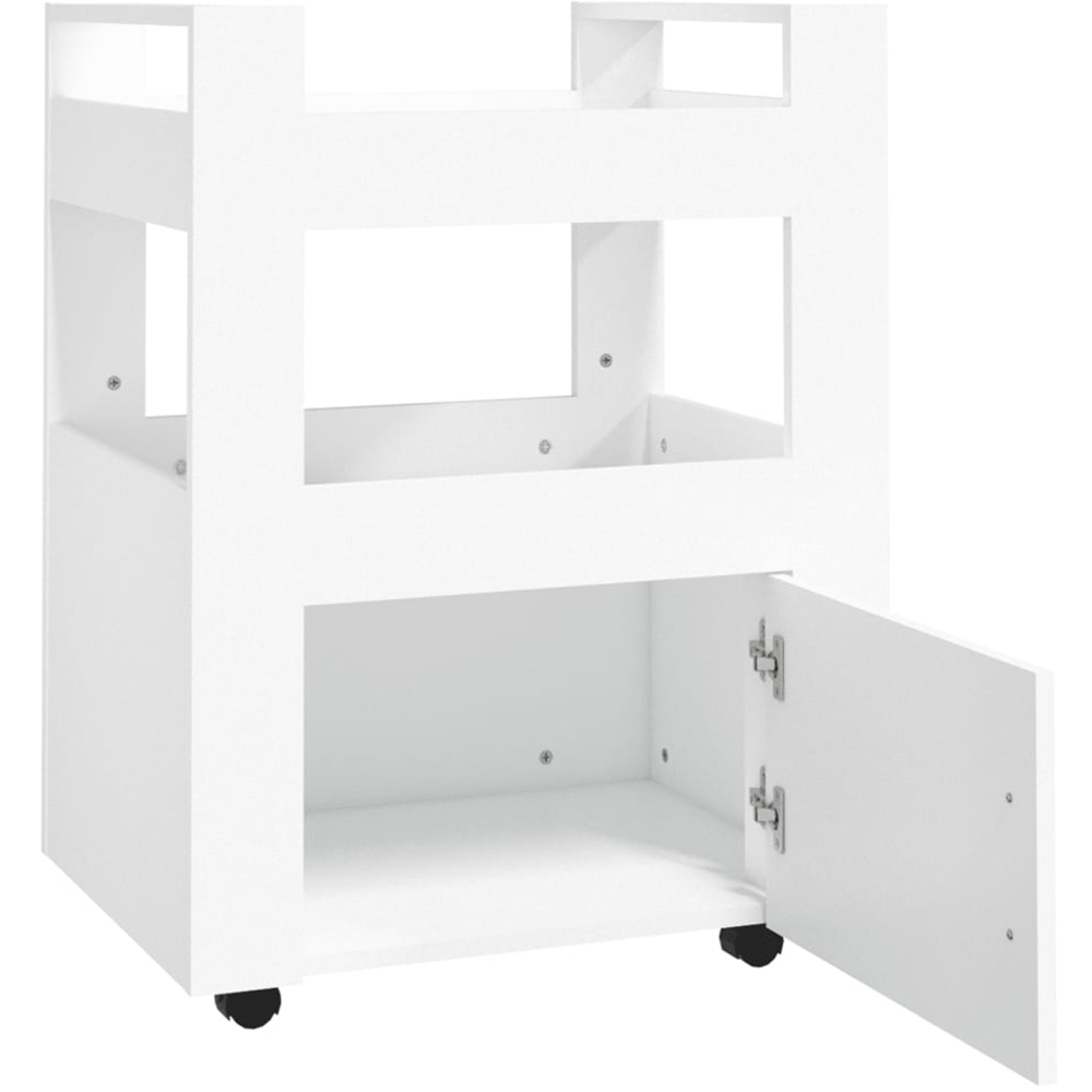 vidaXL Single Door 2 Shelf White Kitchen Trolley Image 6