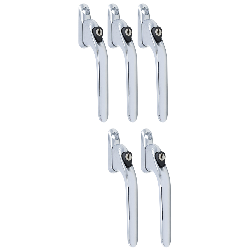 Versa Chrome Lockable Straight Window Handle with 5 Precut Spindles 5 Pack Image 2