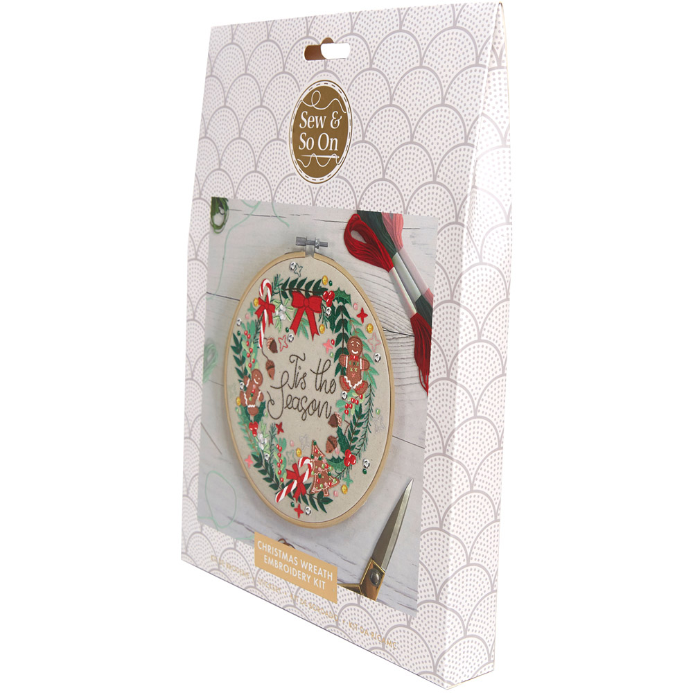 Sew & So On Multicoloured Christmas Wreath Embroidery Craft Set 8 inch Image 4