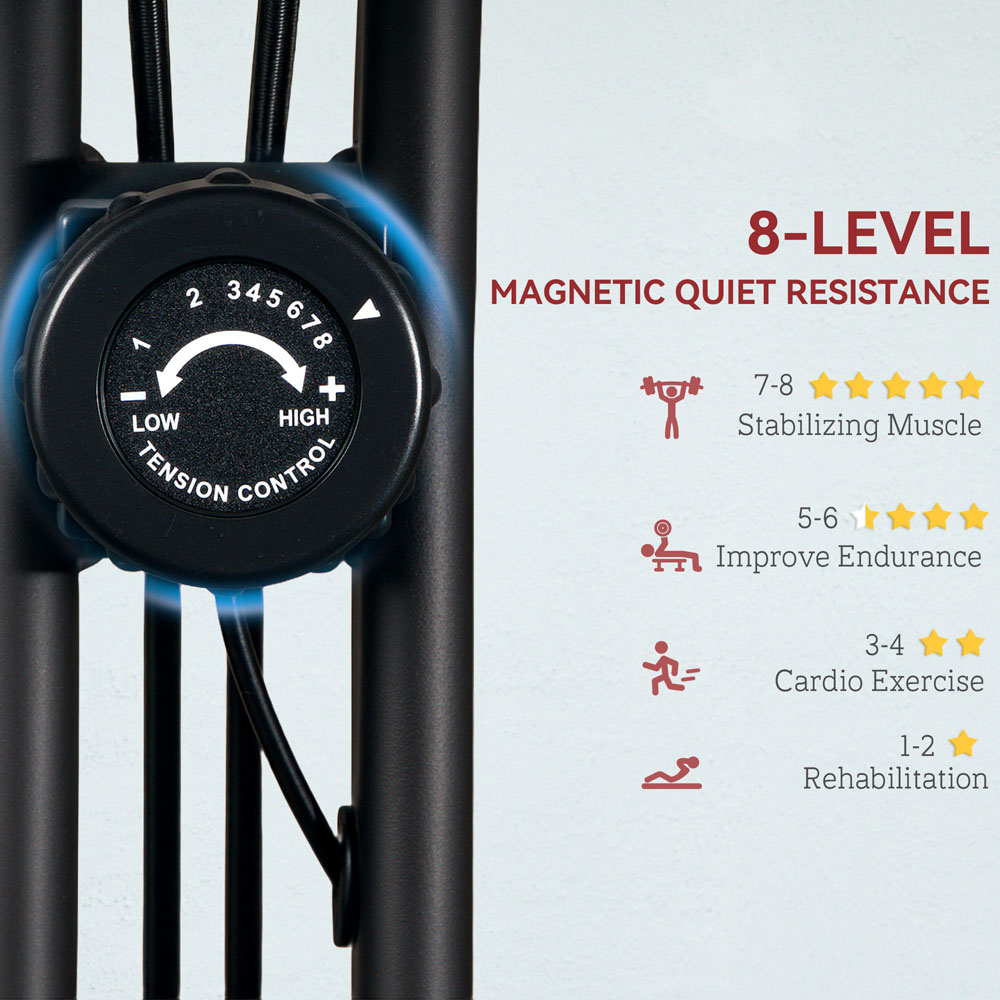 SPORTNOW Red Magnetic Resistance Folding Exercise Bike with Arm Bands and Hand Pulse Sensor Image 5