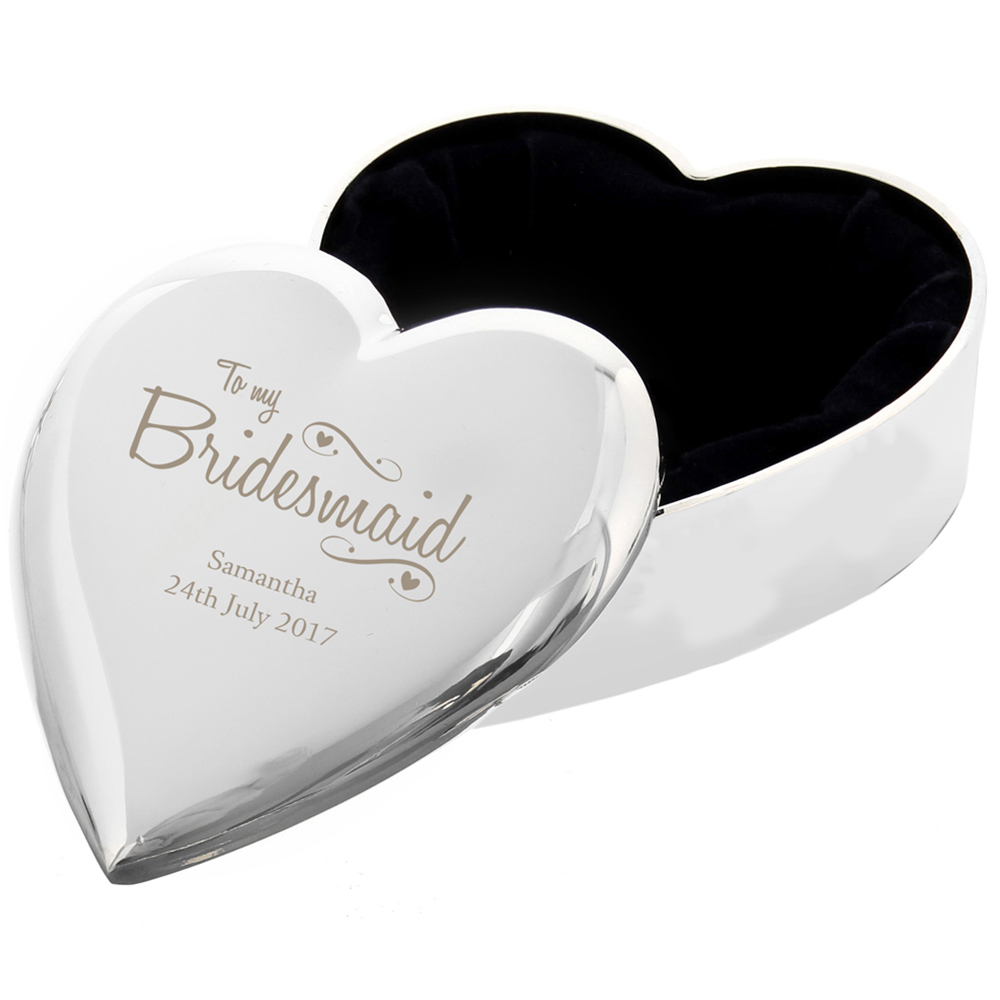 Personalised Memento Personalised Bridesmaid Swirls and Hearts Trinket Box Image 1