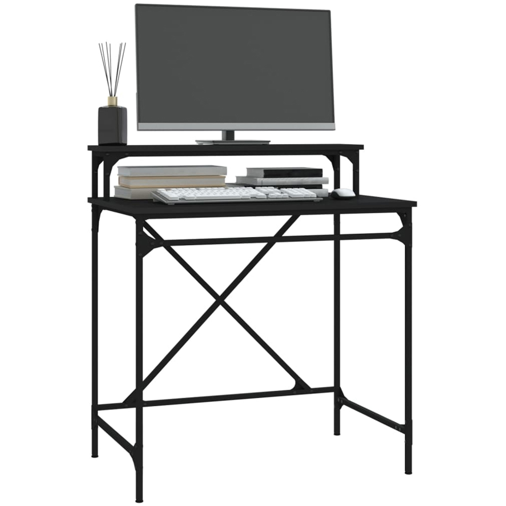 vidaXL Single Shelf Industrial Style Computer Desk Black Image 3