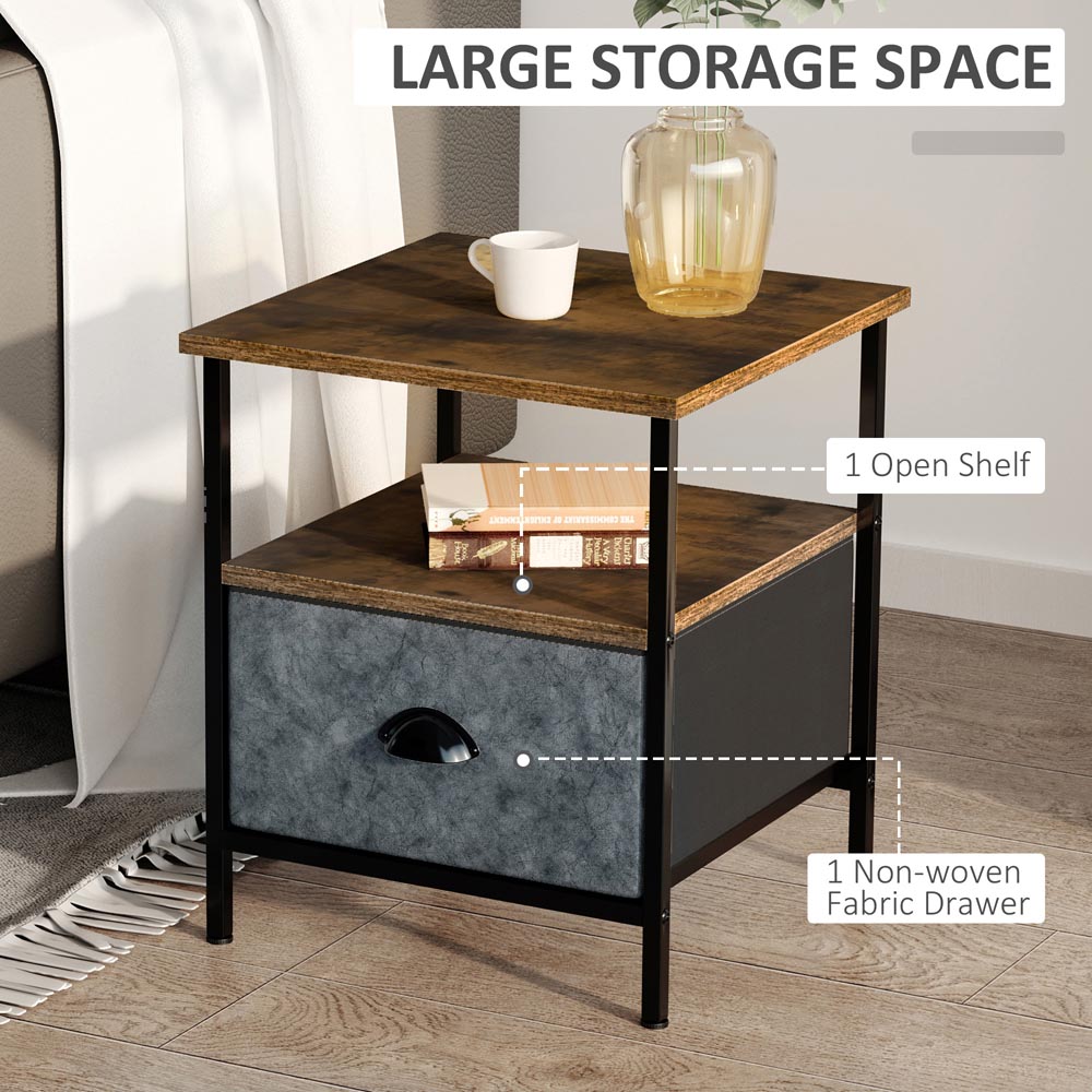 Portland Single Drawer Brown Bedside Table Image 5