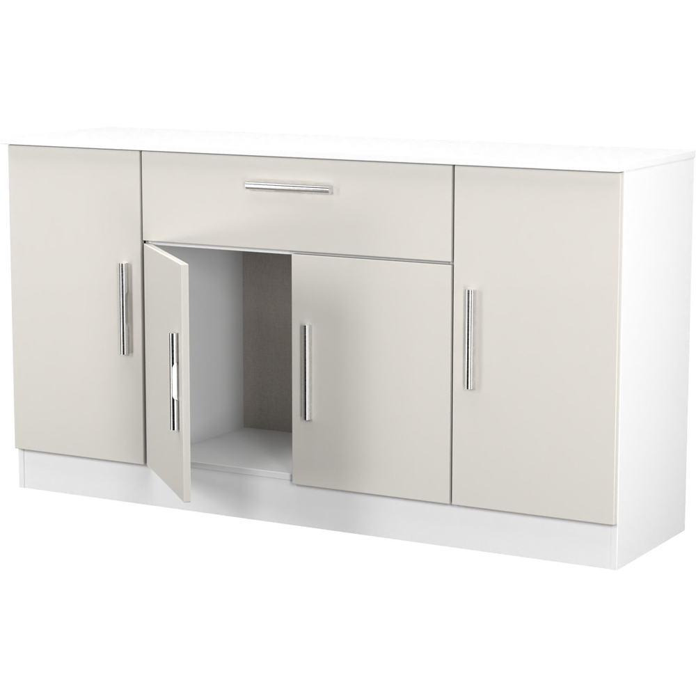 Crowndale Contrast 4 Door Single Drawer Grey Matt and White Wide Sideboard Ready Assembled Image 8