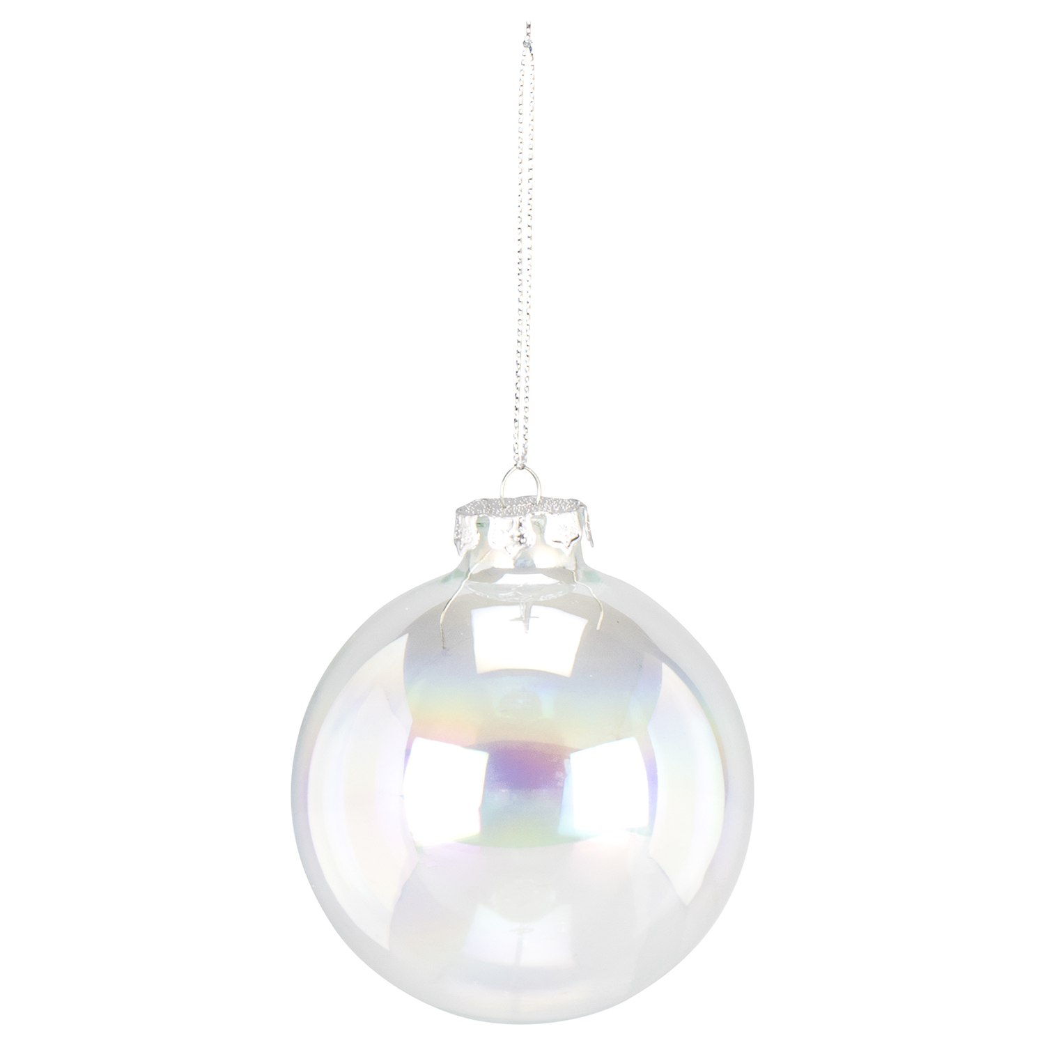 Set of Twelve Clear Iridescent Glass Baubles - Clear Image 2
