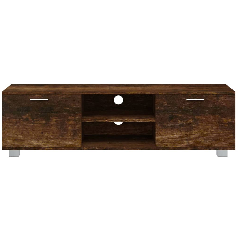 vidaXL 2 Door 2 Shelf Smoked Oak TV Cabinet Image 4