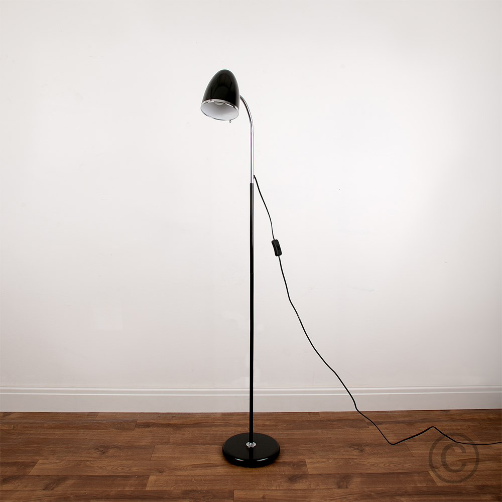 ValueLights Kuppel Black Flexi Neck Free Standing Floor Lamp Image 2