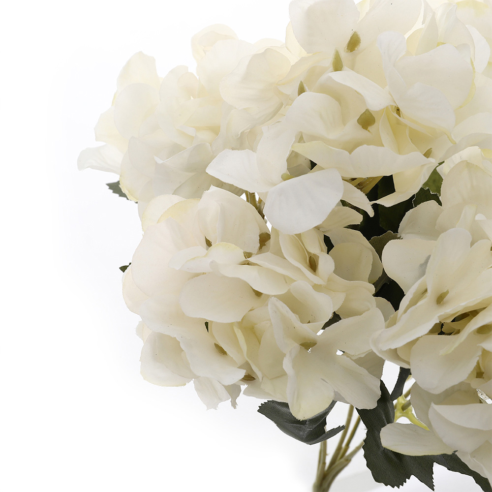 Living and Home White Silk Artificial Hydrangea Bouquet 35cm Image 3
