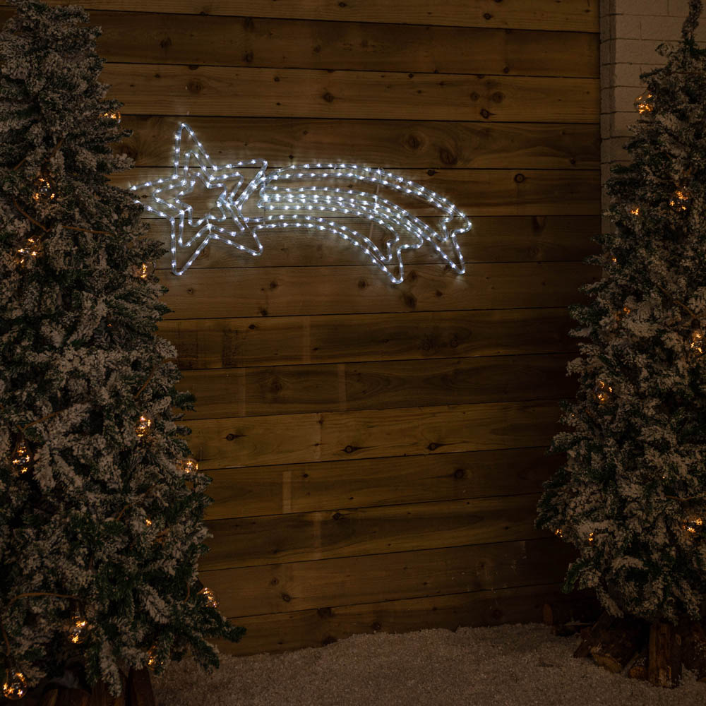 Samuel Alexander White LED Hanging Christmas Star Rope Light 118 x 46cm Image 9