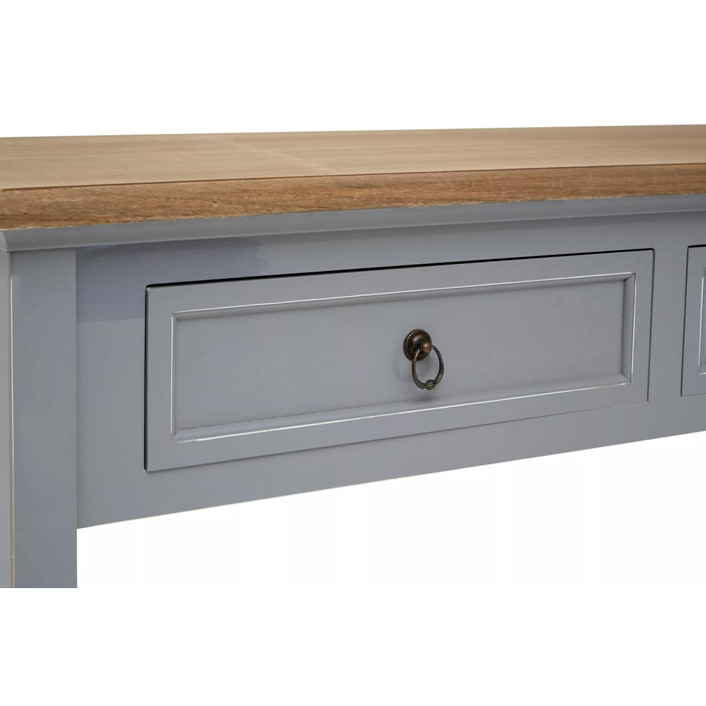 Premier Housewares Henley 2 Drawer Antique Grey Console Table Image 7