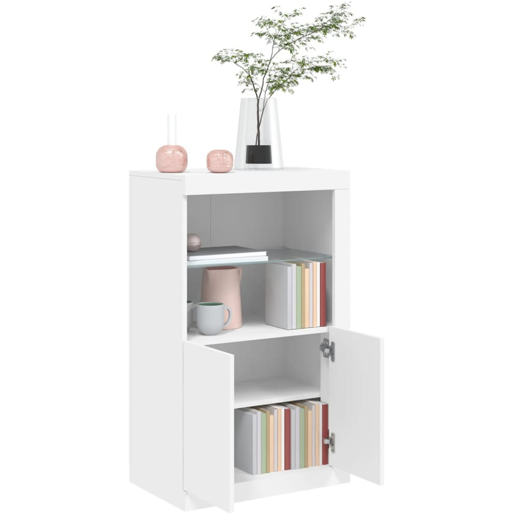 vidaXL 2 Door 2 Shelf LED Grey Sonoma Side Cabinet Image 4