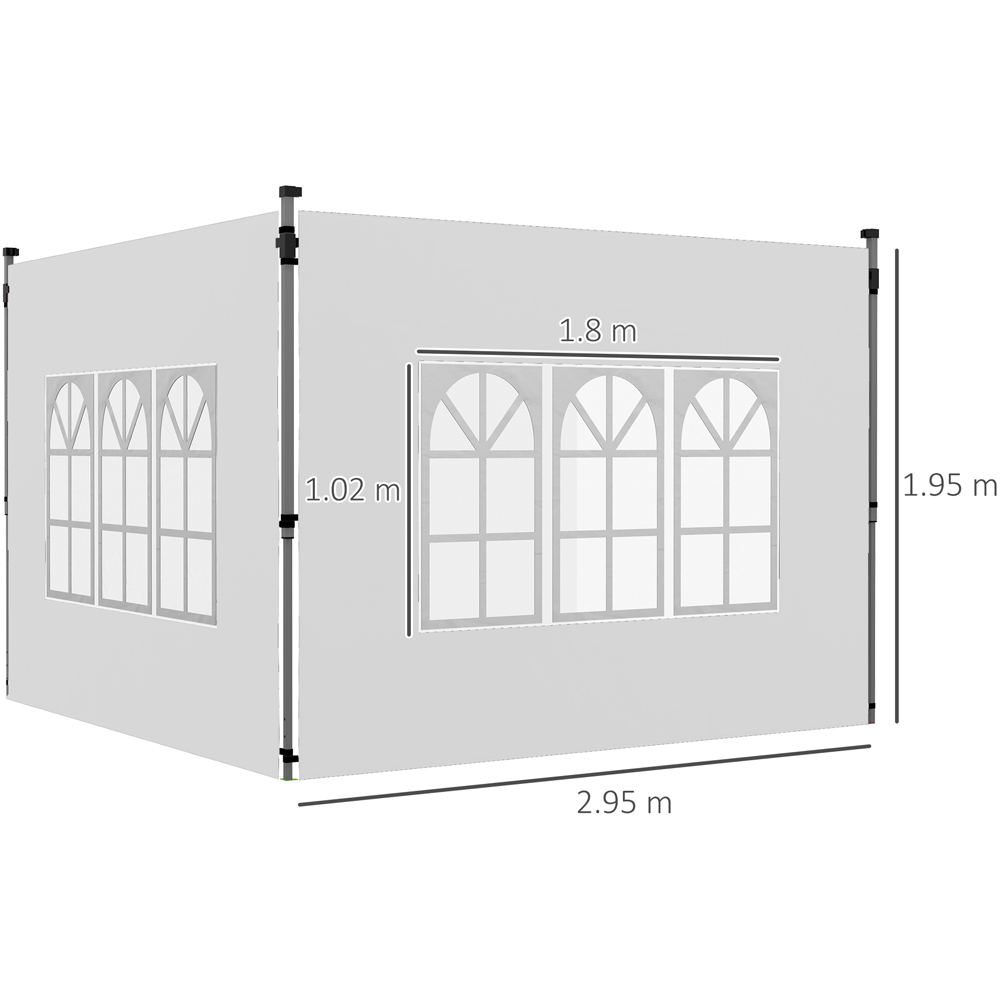 Outsunny White Replacement Gazebo Side Panel with Window 2 Pack Image 7