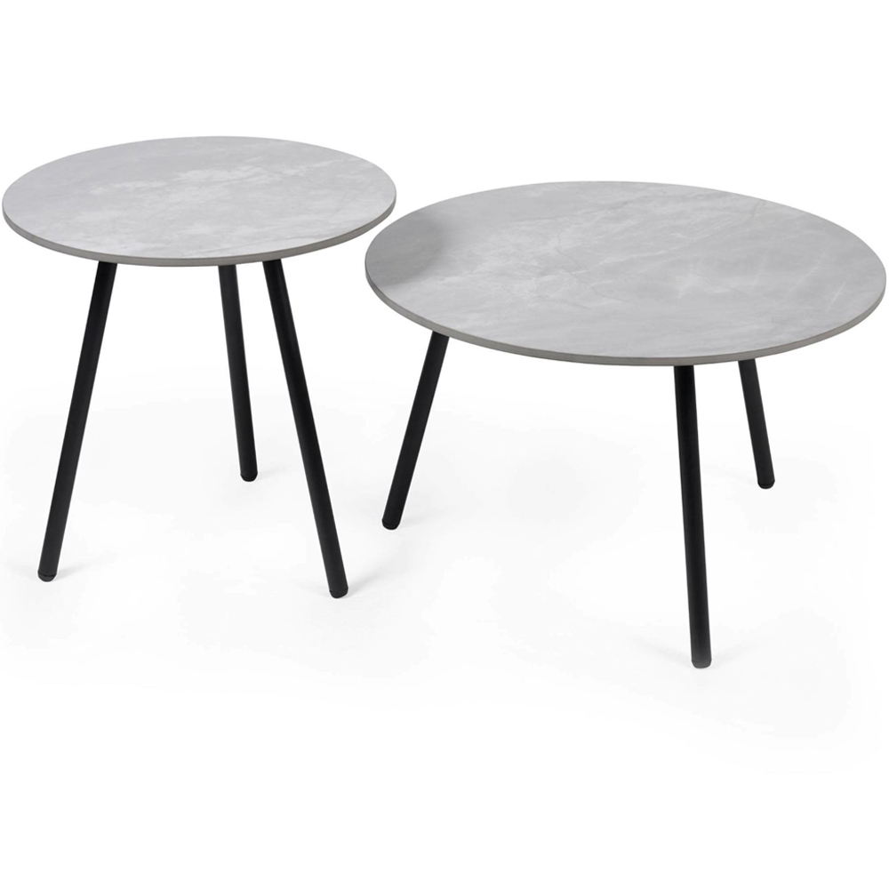 Julian Bowen Casper Grey Marble Effect Sintered Stone Top Side Table Set of 2 Image 2