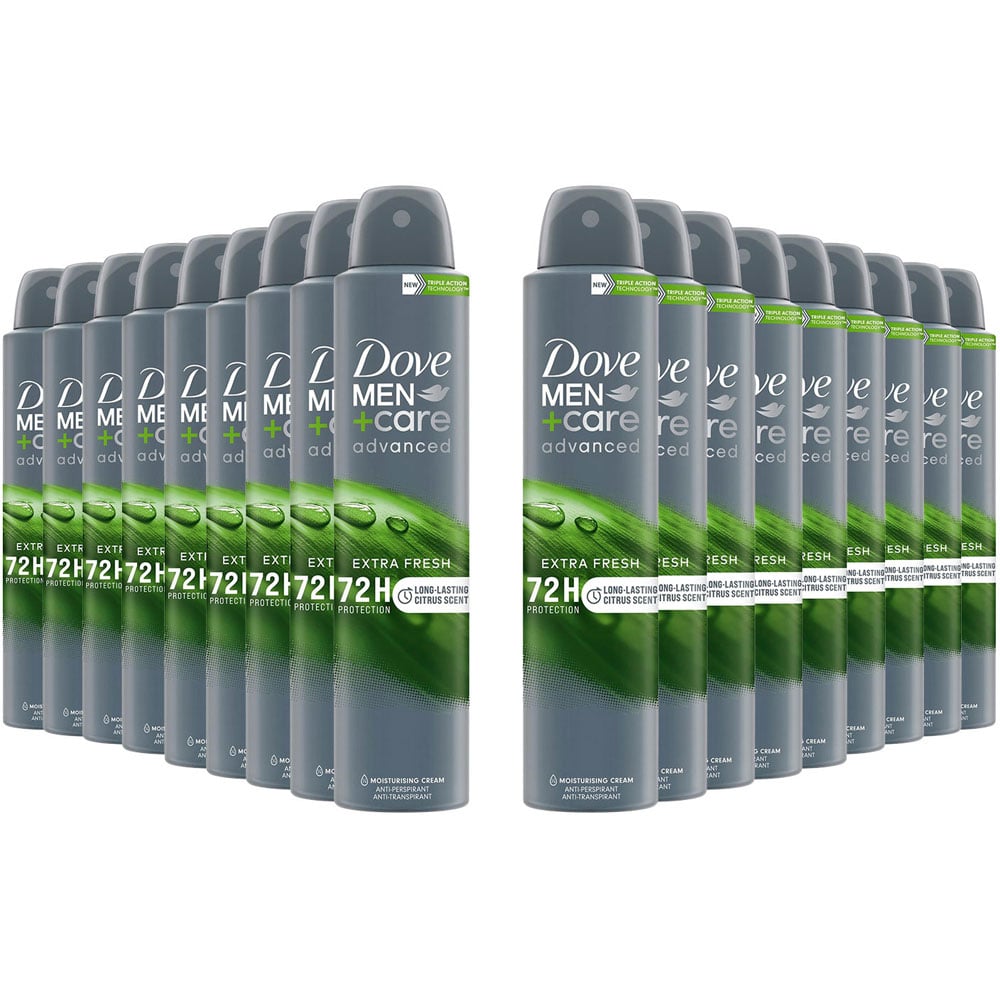 Dove Men+Care Advanced Extra Fresh Anti-Perspirant Deodorant Aerosol 200ml 18 Pack Image 1