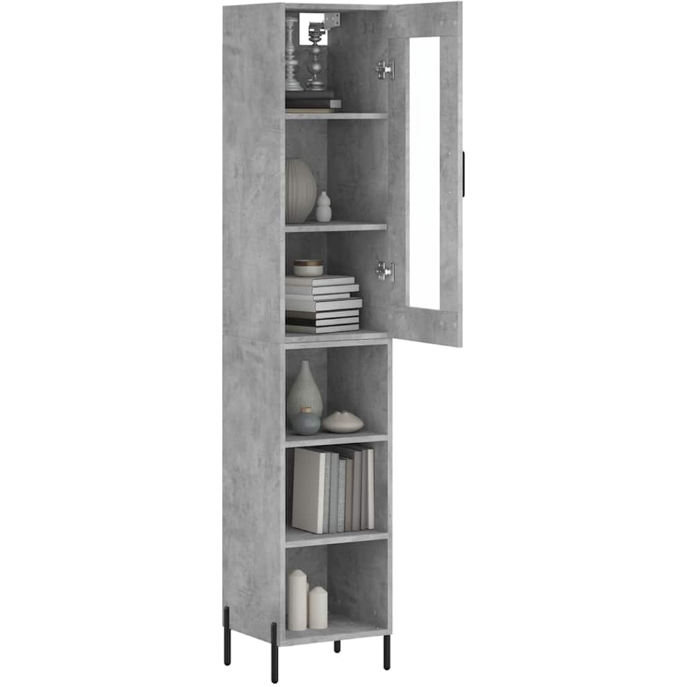vidaXL Single Glass Door 3 Shelf Concrete Grey Highboard Image 3