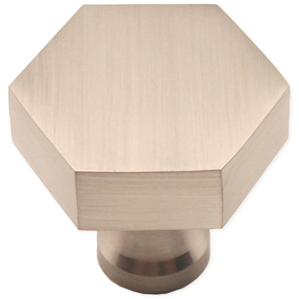 Spira Brass Satin Silver Hexagonal 38mm Cupboard Knob Image 4