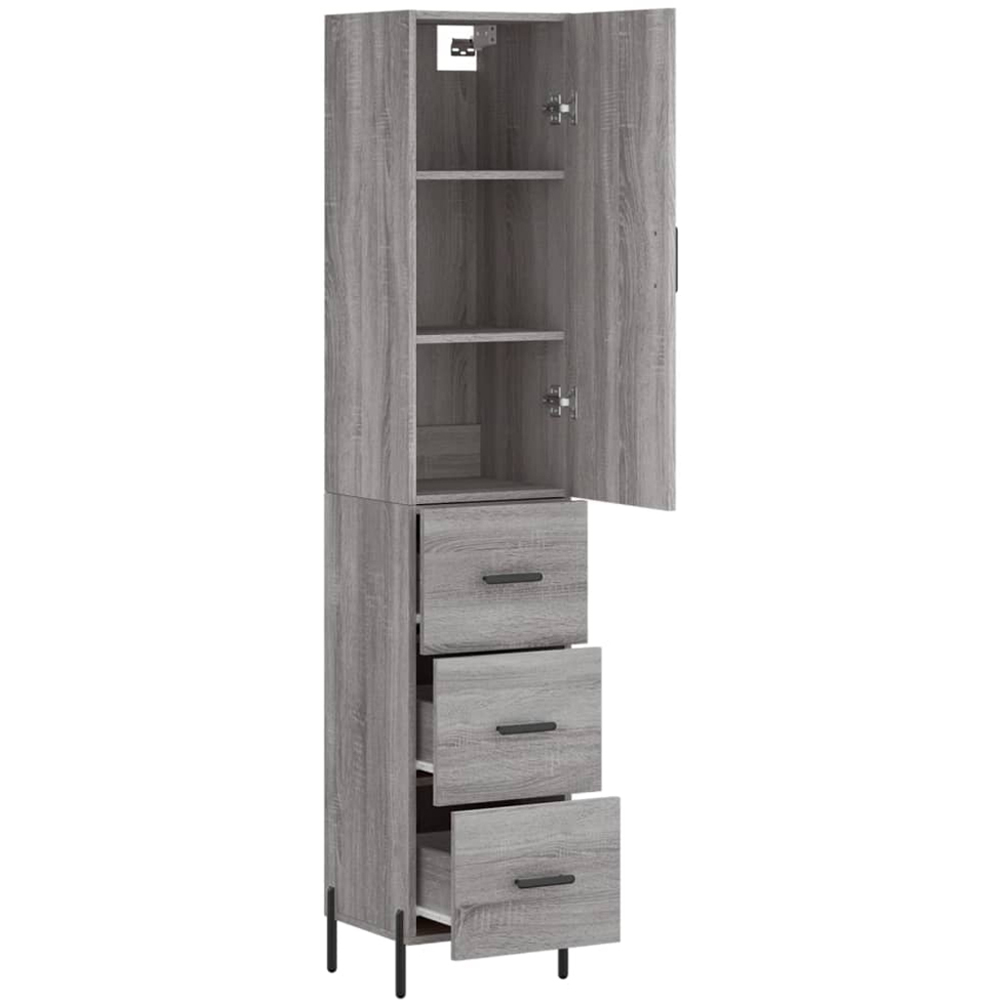 vidaXL Single Door 3 Drawer Grey Sonoma Highboard Image 4