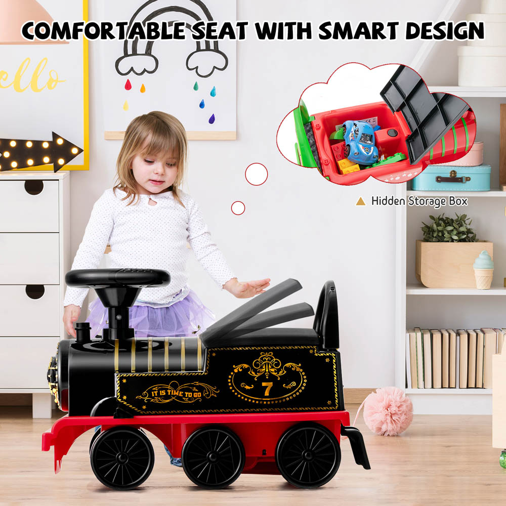 Costway Kids Black Electric Ride On Train Toy with Curved Tracks 6V Image 6