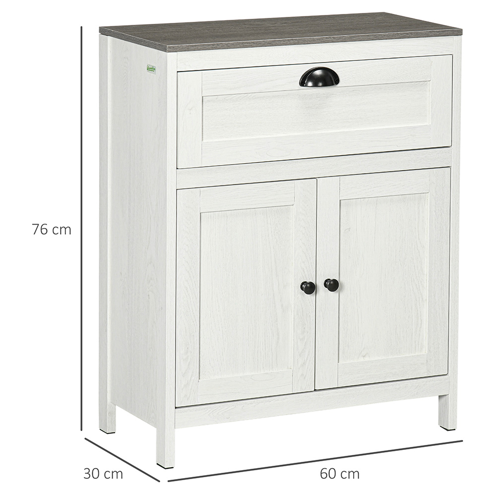 Kleankin White Single Drawer Floor Cabinet Image 3