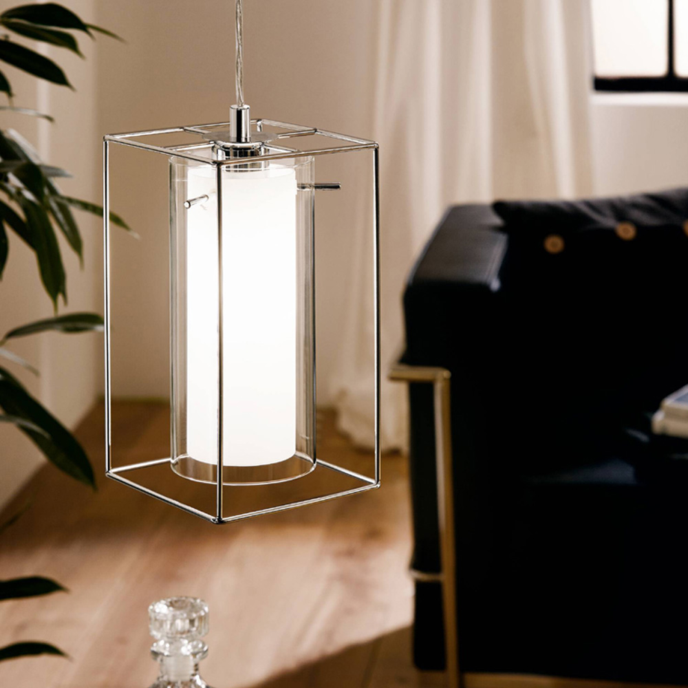 EGLO Loncino 1 Caged Glass Pendant Light Image 2