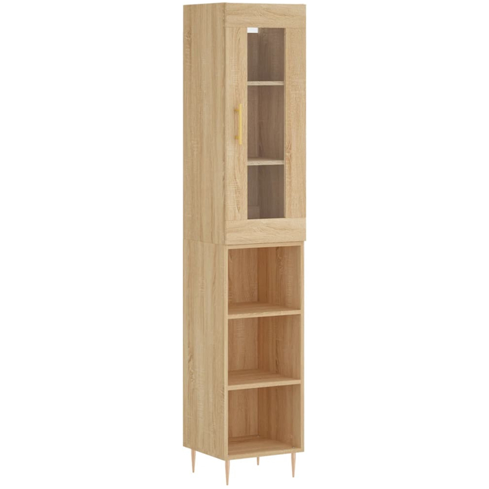 vidaXL Single Glass Door 3 Shelf Sonoma Oak Highboard Image 2