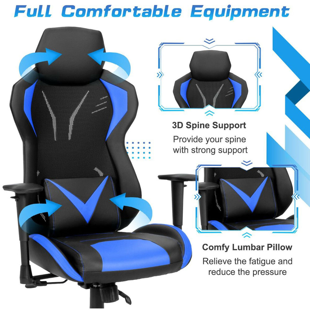Costway Blue Ergonomic Gaming Chair Image 5