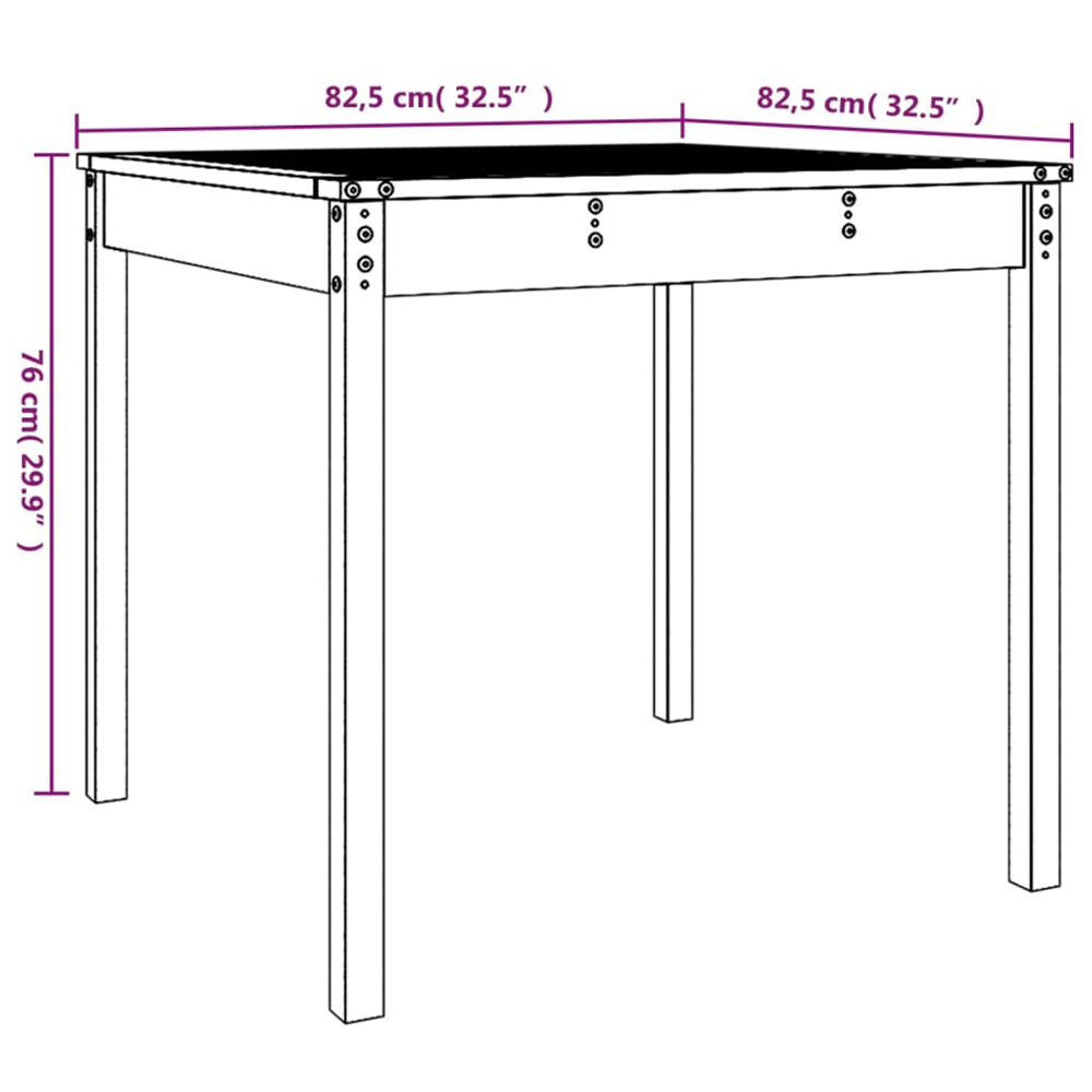vidaXL 2 Seater Solid Pine Wood Garden Dining Table Honey Brown Image 8