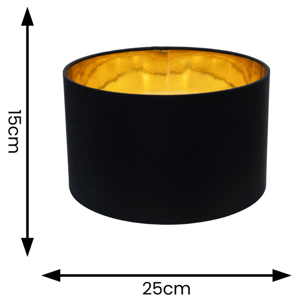ValueLights Reni Black and Gold Inner Drum Ceiling Lamp Shade 25cm Image 4