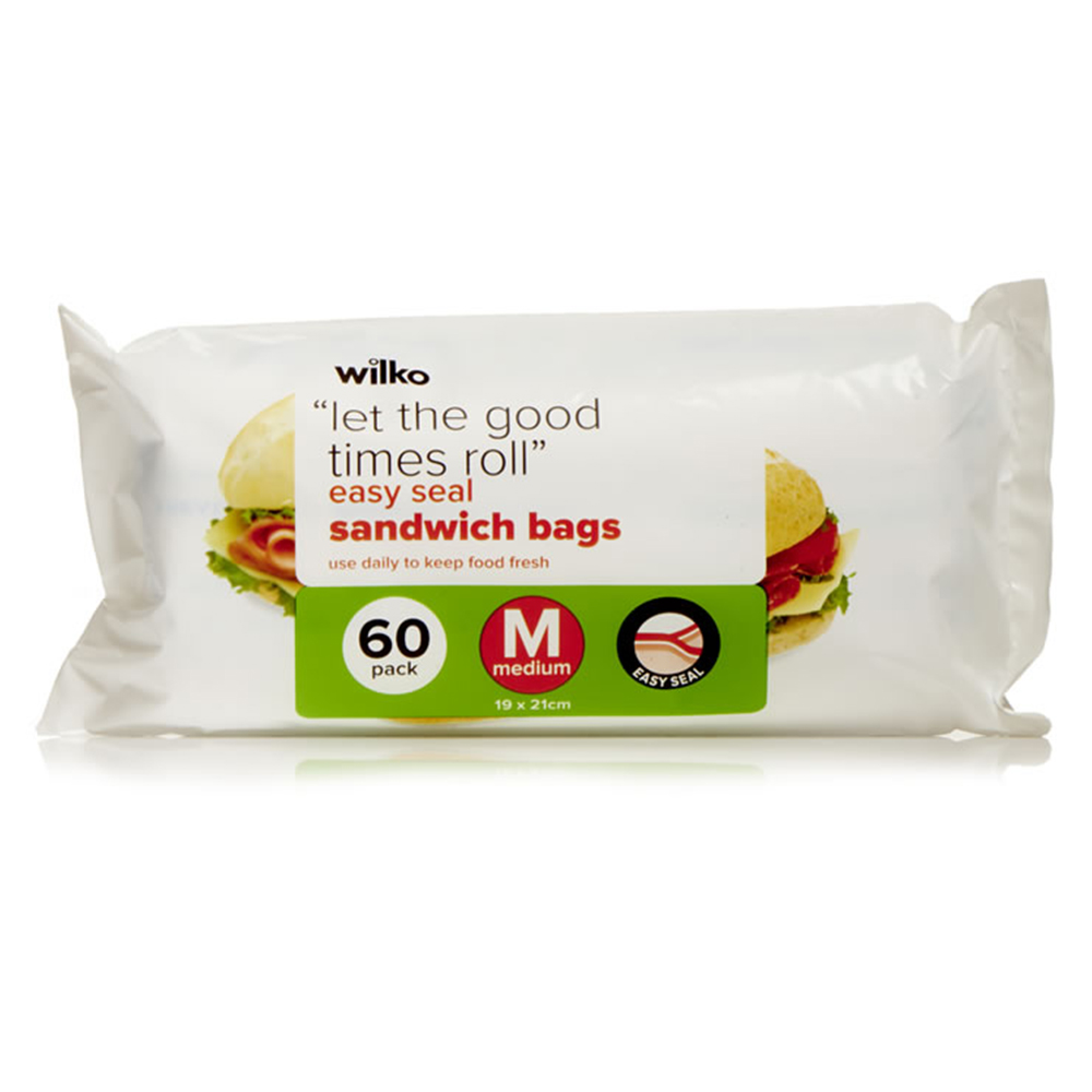 Wilko Easy Seal Sandwich Bags Medium 60 Pack Image