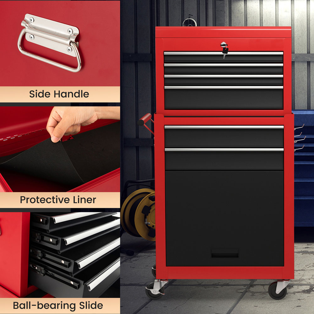 Costway 6 Drawer Black and Red Detachable Tool Storage Cabinet Image 5