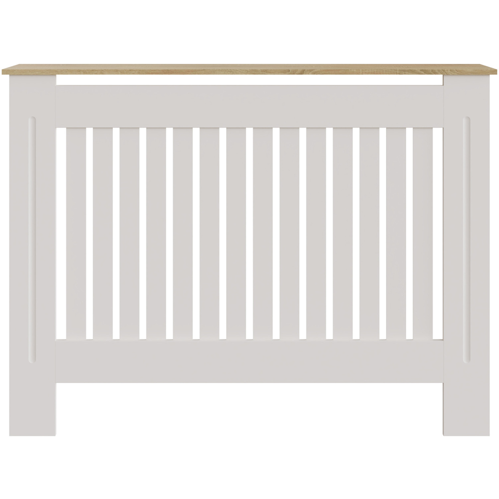 GFW Longslow White and Oak Vertical Slat Radiator Cover Medium Image 3
