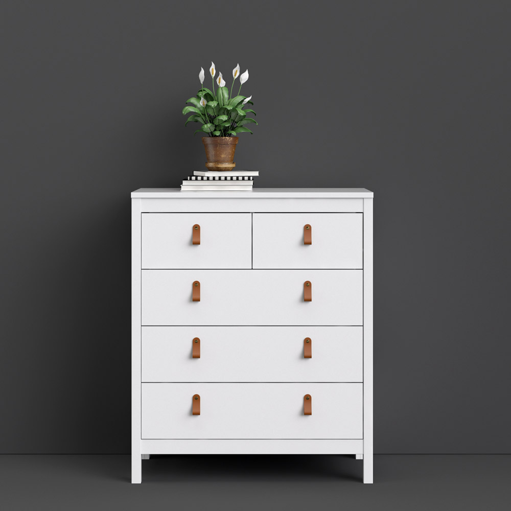 Florence Barcelona 5 Drawer White Chest of Drawers Image 6