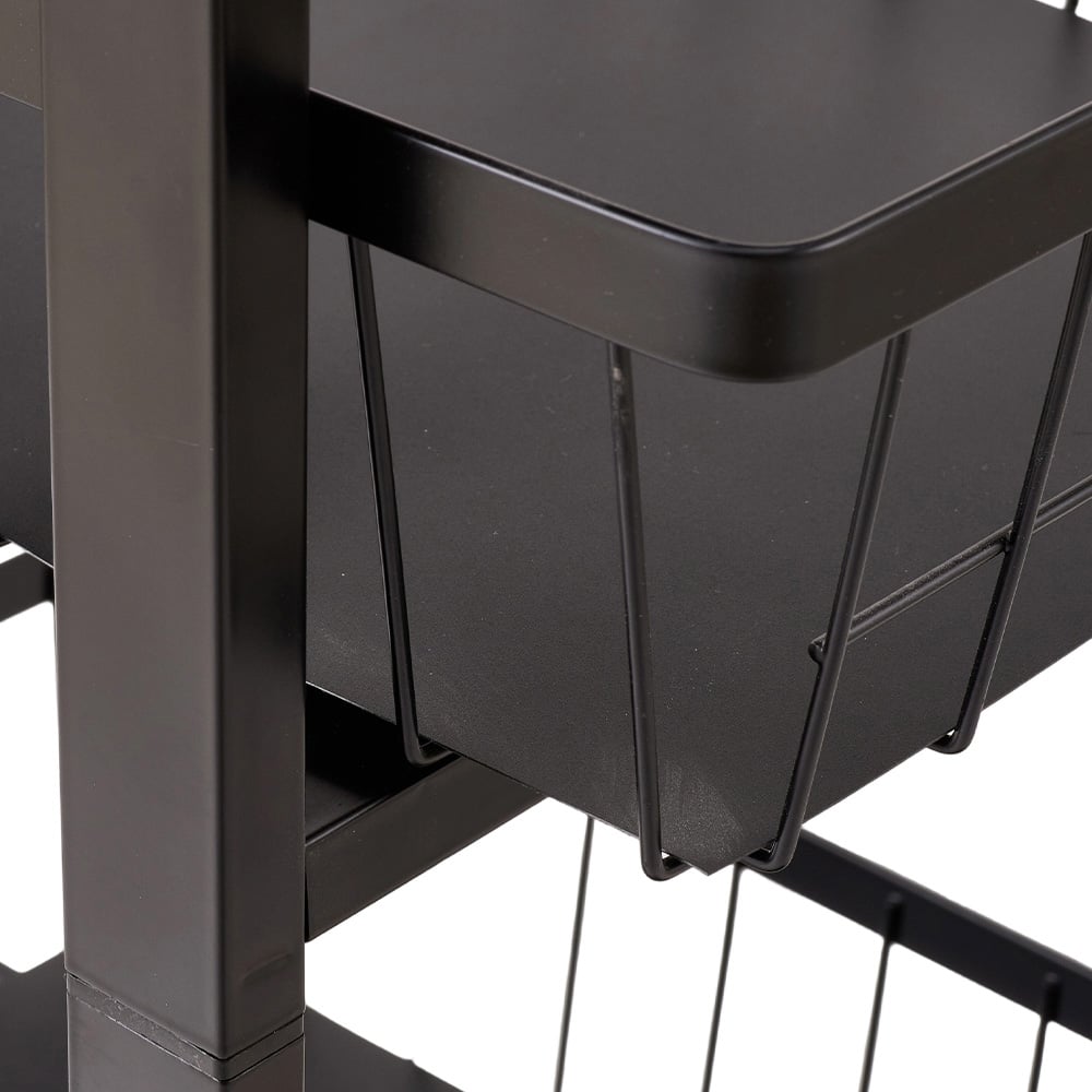 Living and Home 4-Tier Black Slim Kitchen Trolley Image 4