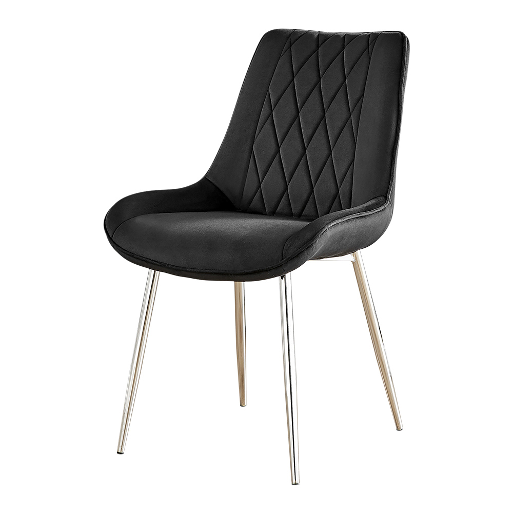 Furniturebox Cesano Set of 2 Black and Chrome Velvet Dining Chair Image 2