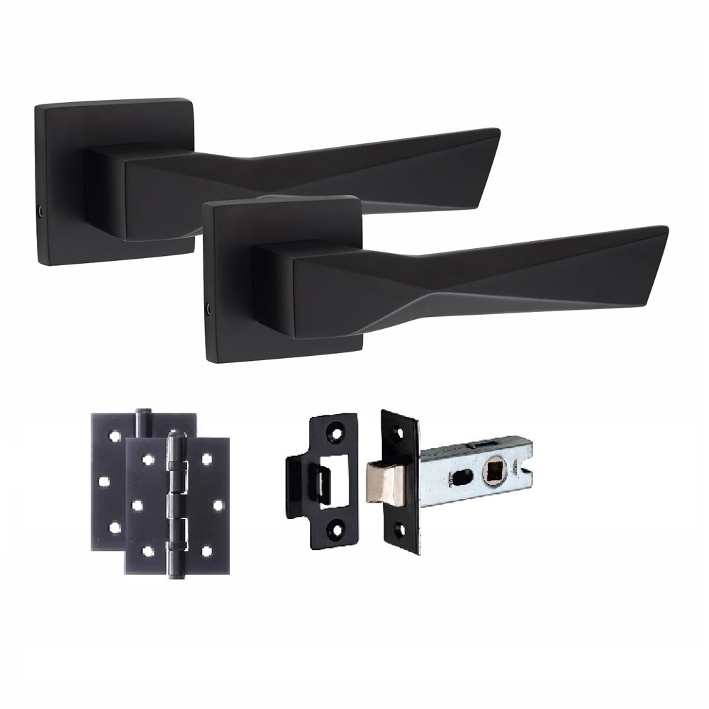 Golden Grace Matt Black Aura Door Handle Set 6 Pack Image 2