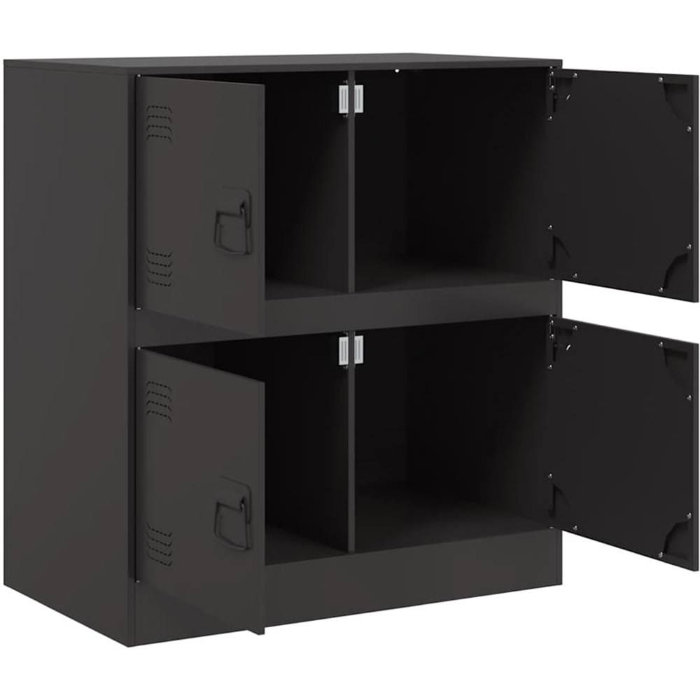 vidaXL 4 Door Black Metal Sideboard Image 3