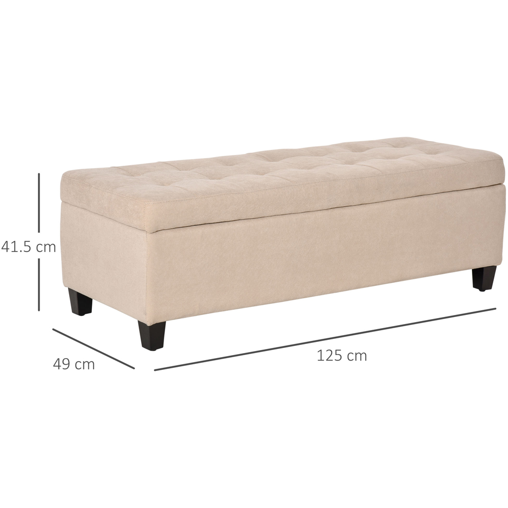 HOMCOM Beige Linen Tufted Bed End Ottoman Bench Image 8