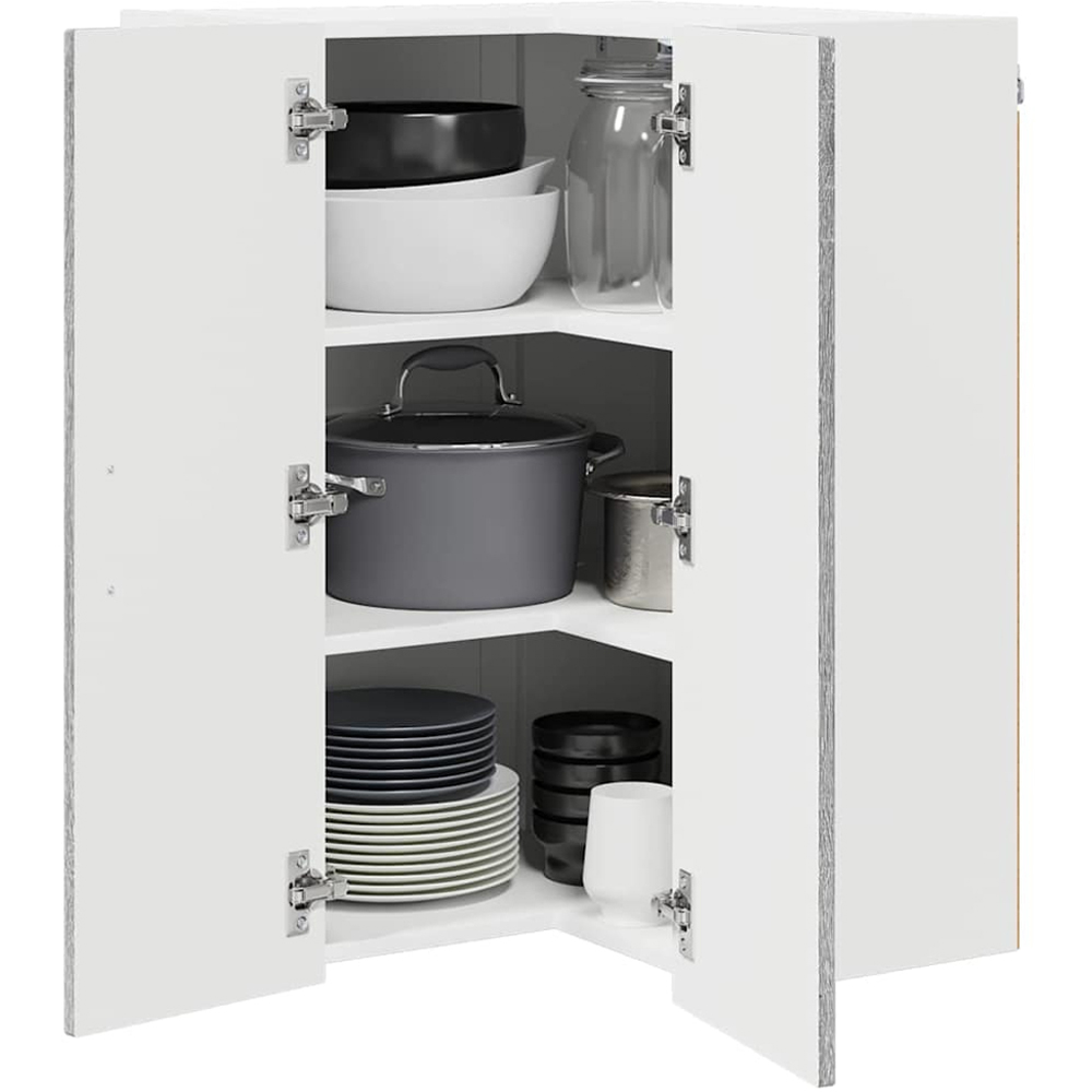 vidaXL 2 Door Grey Sonoma Kitchen Wall Corner Cabinet Image 3