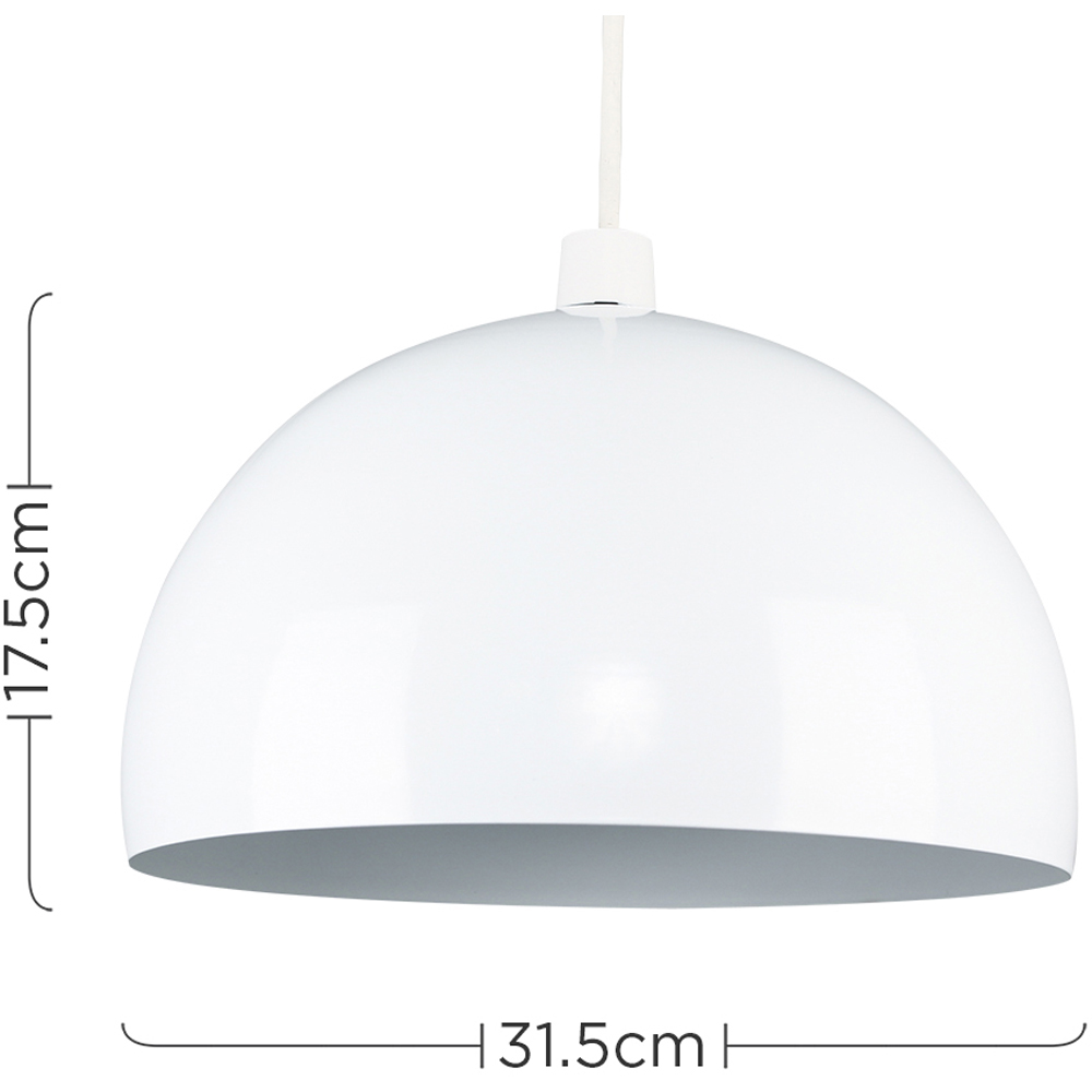 ValueLights Curva Gloss White Metal Dome Pendant Shade Image 6