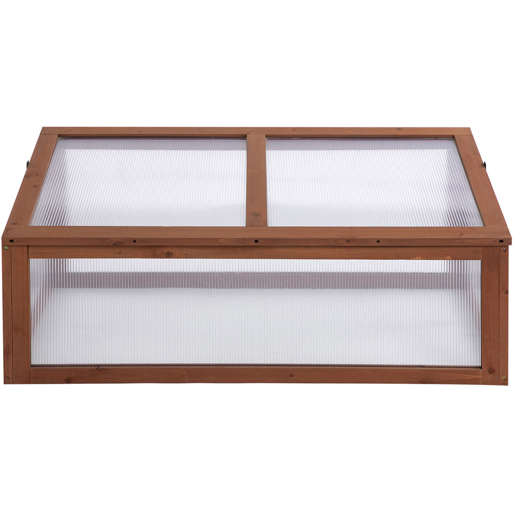 Outsunny Brown Wooden Polycarbonate 3.2 x 2.1ft Cold Frame with Top Cover Image 3